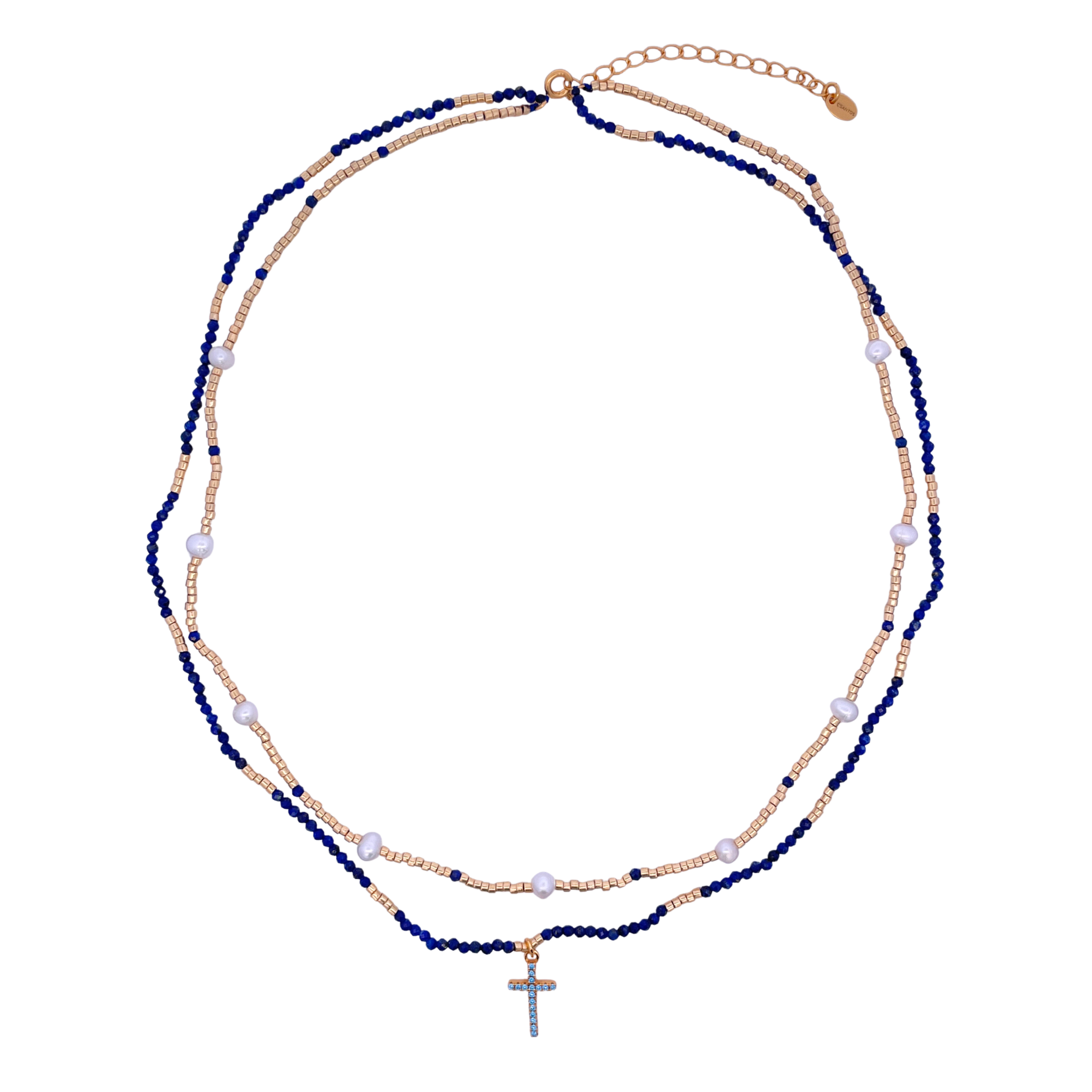 Collar de Cruz en Plata 925 con Lapislázuli