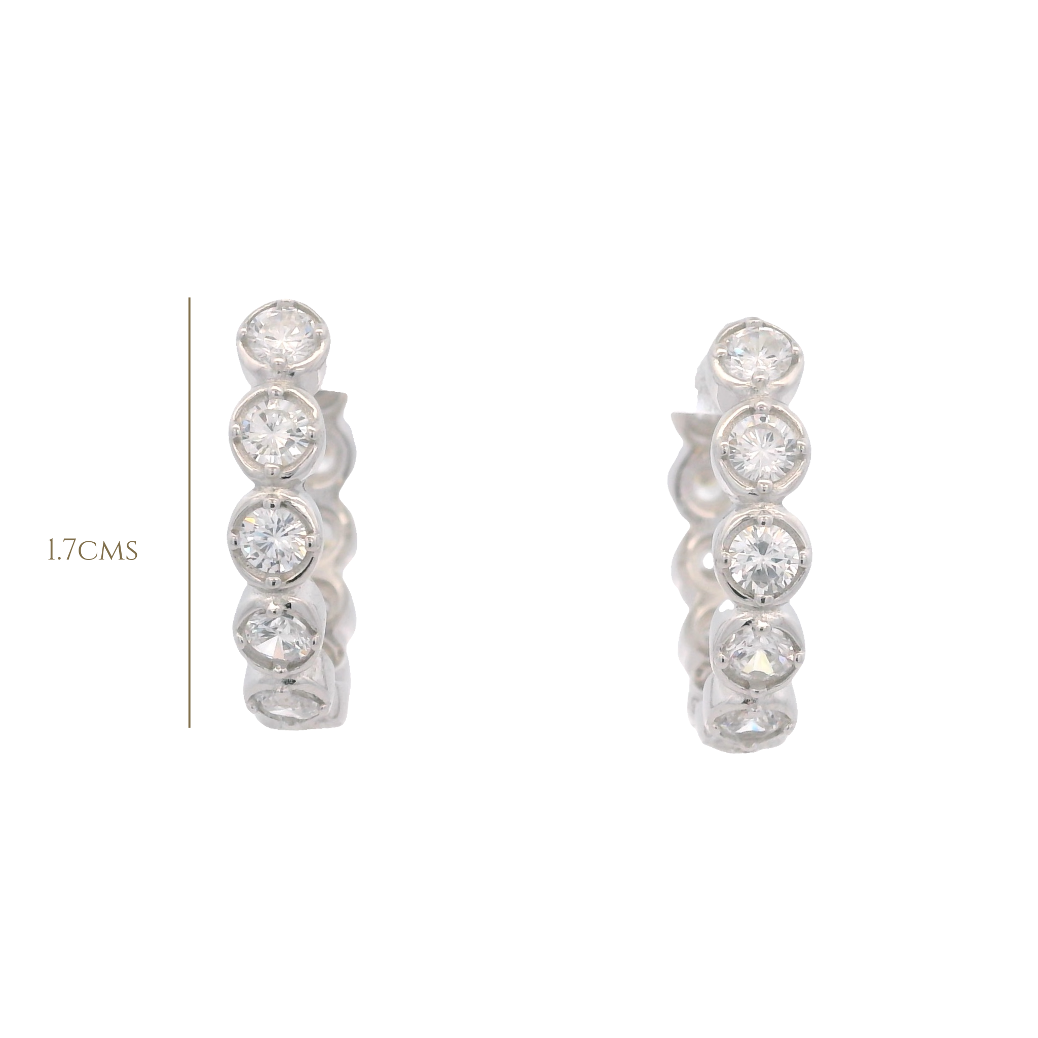 Aretes Huggies en Plata 925 con Circonias
