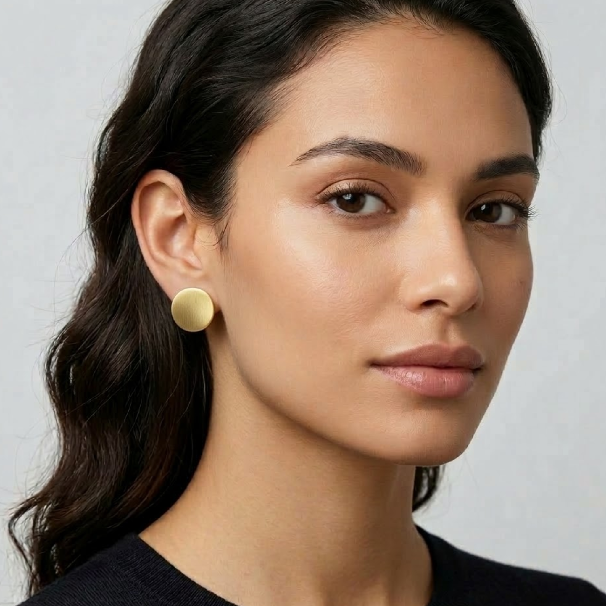 SILVER GP MATTE FLAT ROUND CLIP ON EARRINGS