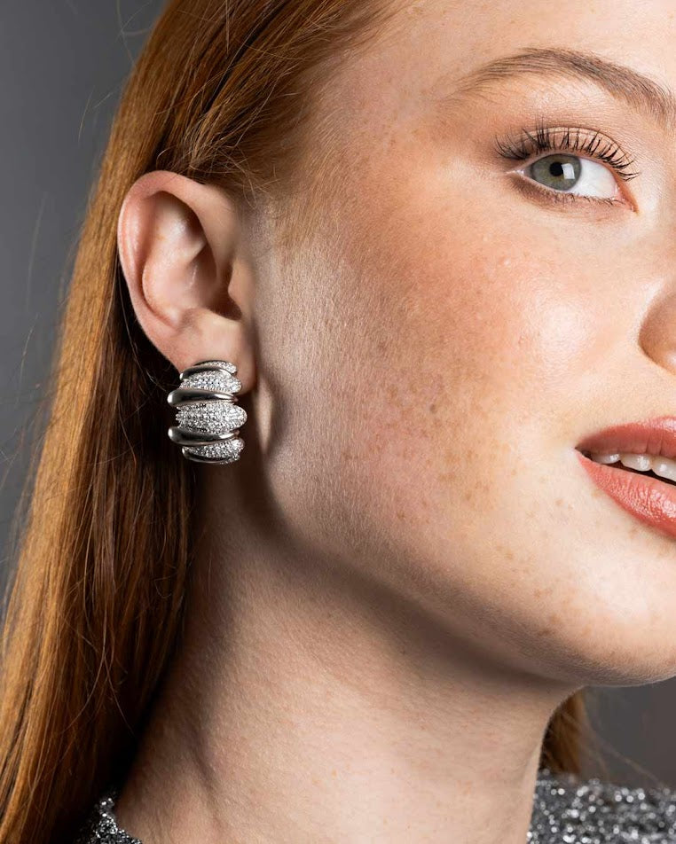 925SL DROPS CHUNKY CZ EARRINGS