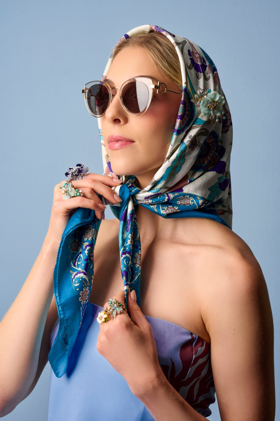 RING SILVER CENTER SYN TURQUOISE MOONSTONE CANNARY WHITE CZ