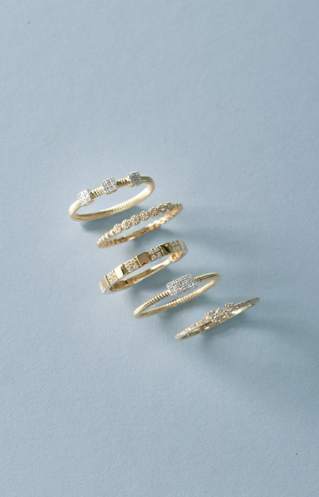 D0.12CT 14KY CLUSTER SEMINFINITY RING T6.5