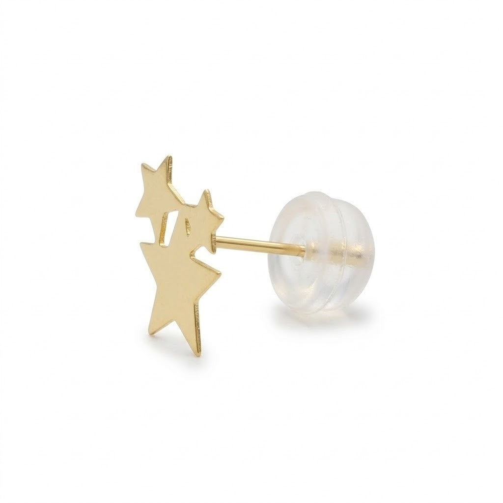 14K PIERCING CON TRES ESTRELLAS GRANDE GOLD