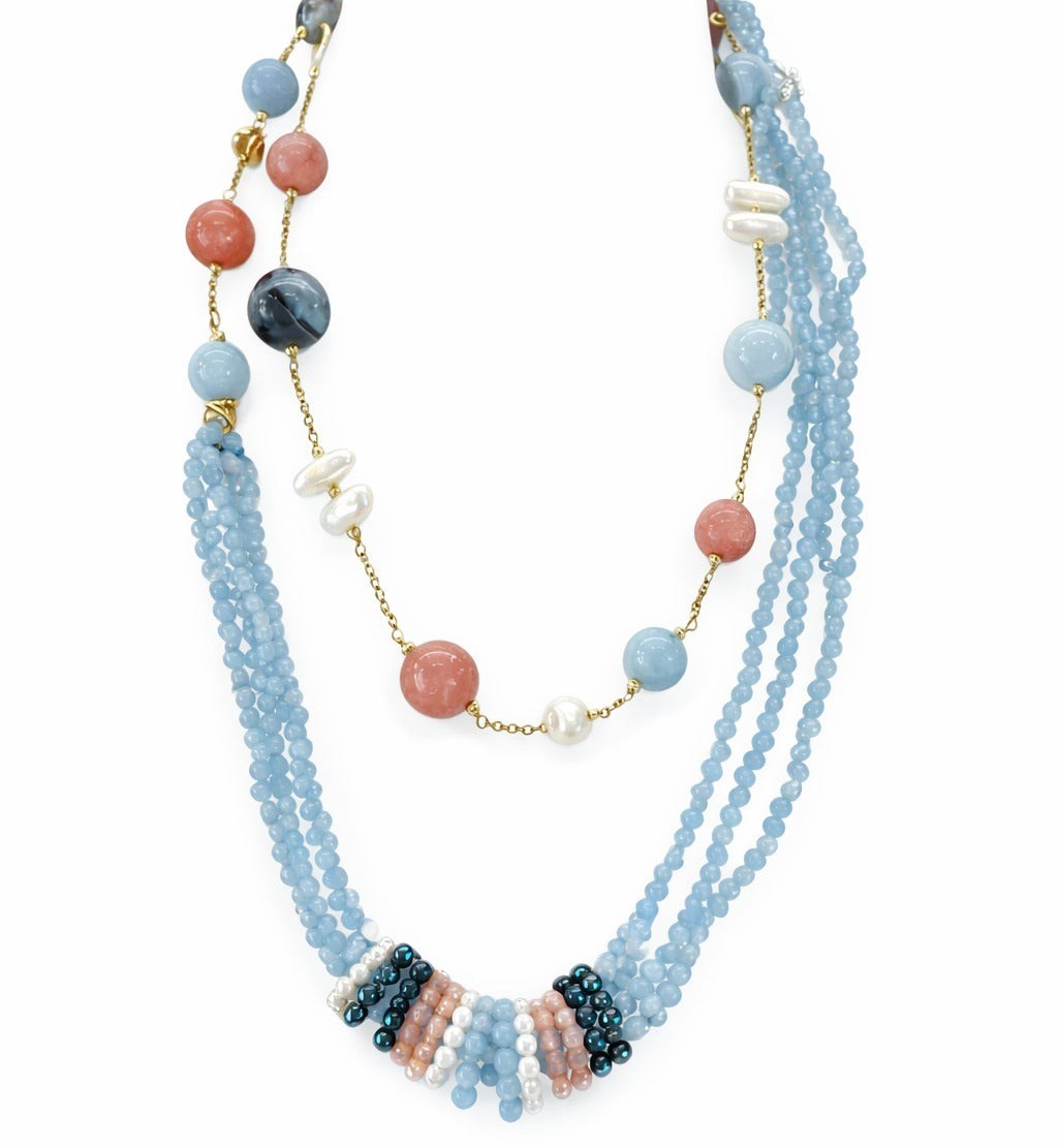 925YG ZIRC GIADA AGATA BOTSWANA NECKLACE