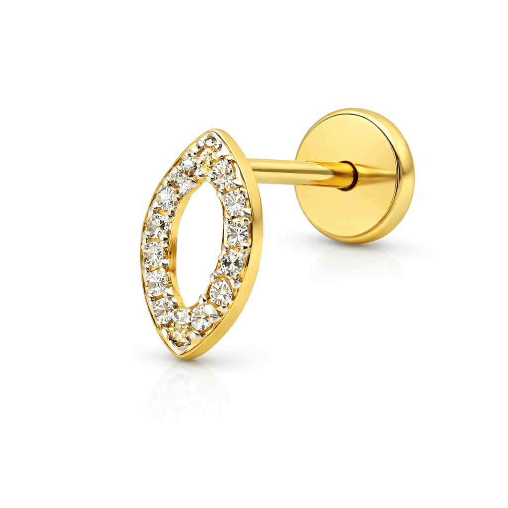 Piercing Pavé en Oro Amarillo de 14K