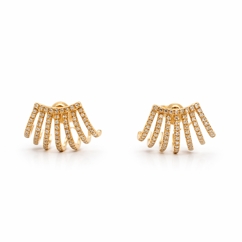 D0.36CT 14KY SEVEN ROW PAVE JACKET EARRINGS