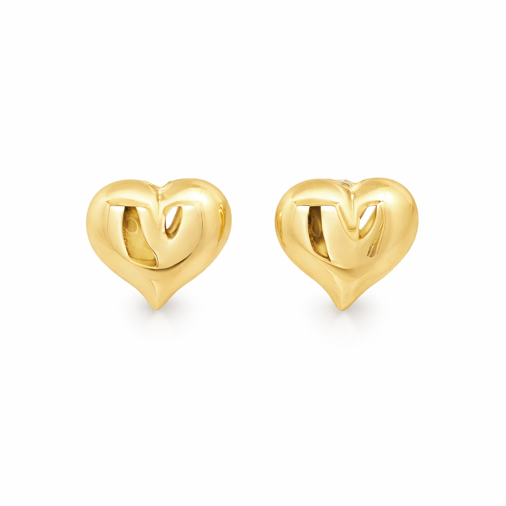 14KY BIG PUFFY HEART EARRINGS