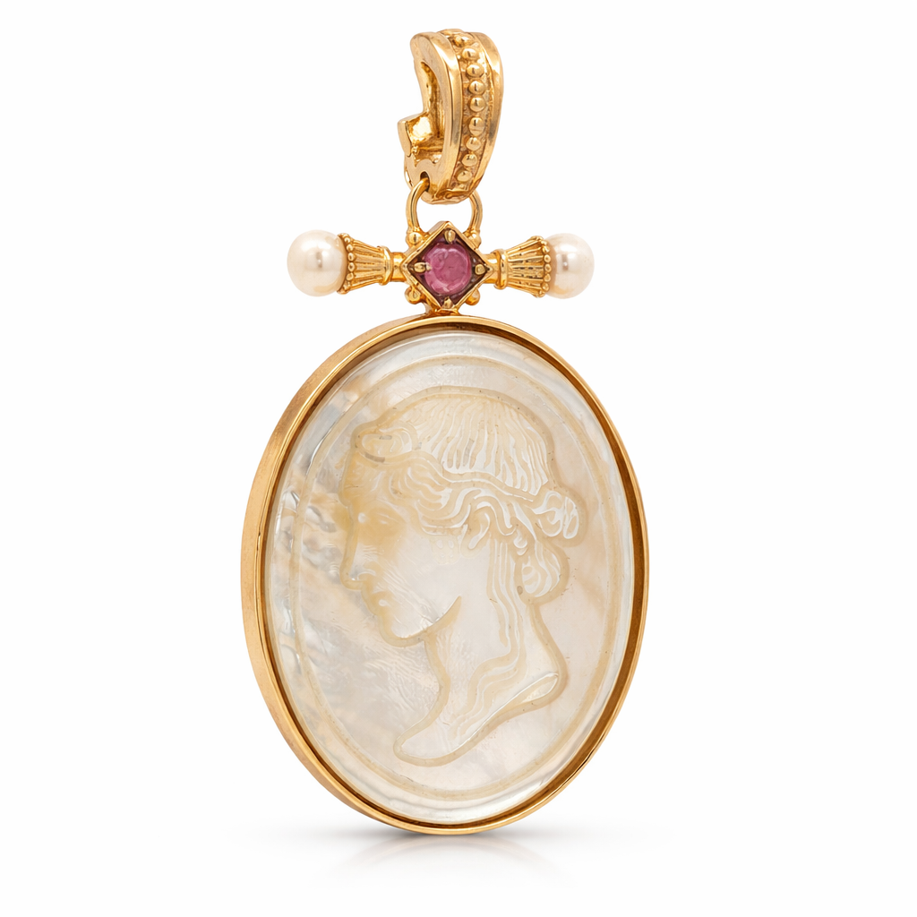 Dije Ceres en Plata 925 con Perla y Rubí