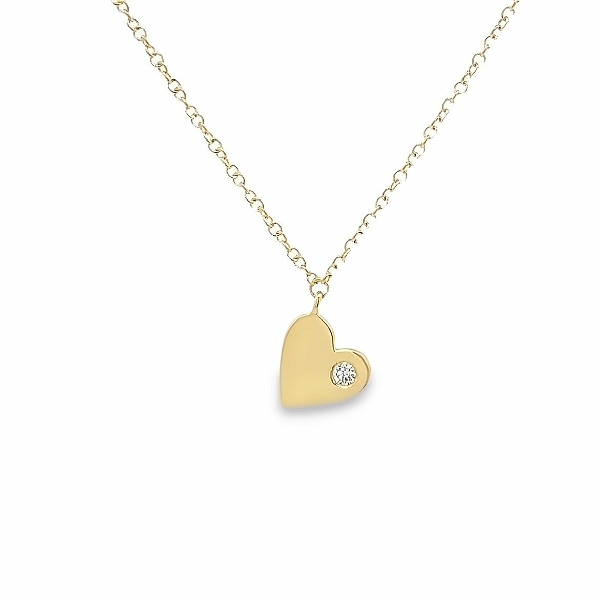 Collar Corazón con Diamante en Oro Amarillo 14K