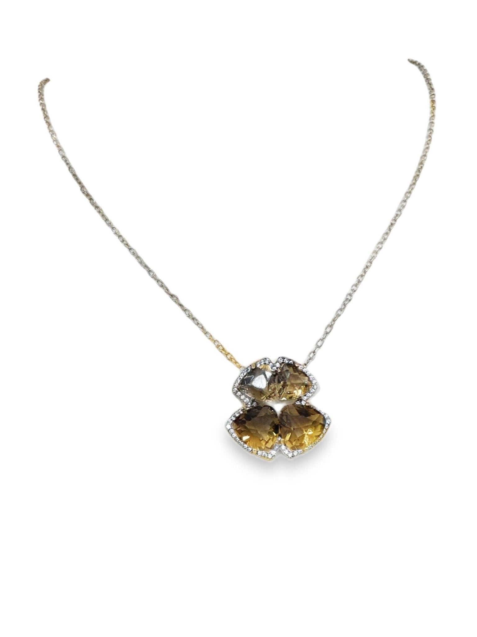 CADENA DE PLATA 925 CON BAÑO DE ORO AMARILLO CRISTALES Y CUARZO AHUMADO. - C'SANTOS
