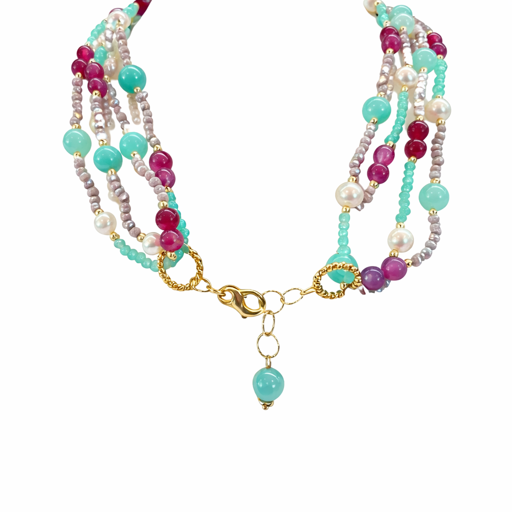 925YG CRISTALLI GIADA PERLE NECKLACE