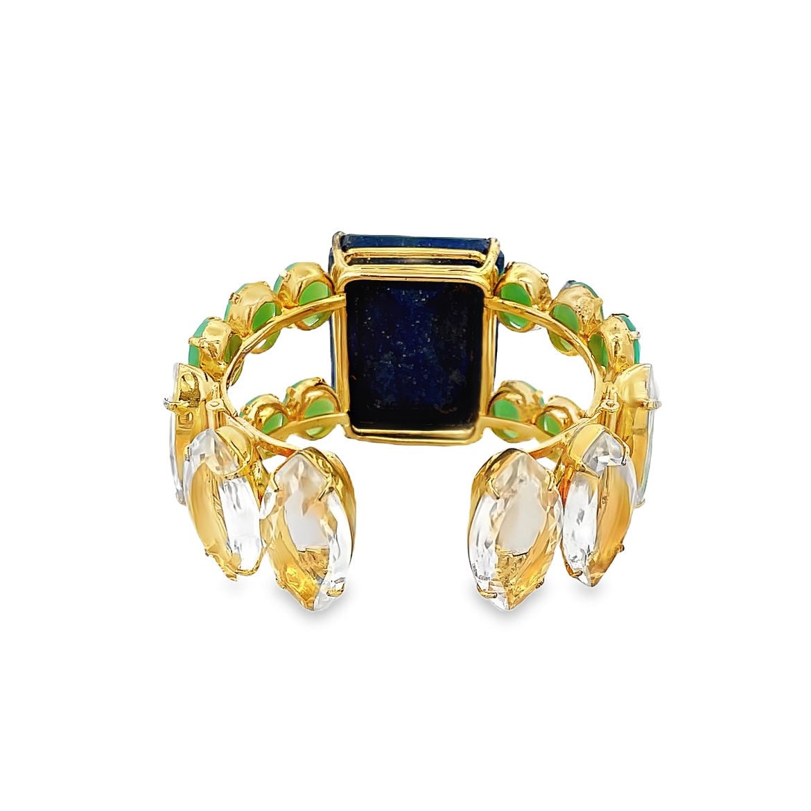 CUFF WITH LAPIS CENTER CRYSOPRASE AND CLEAR QUARTZ - C'SANTOS