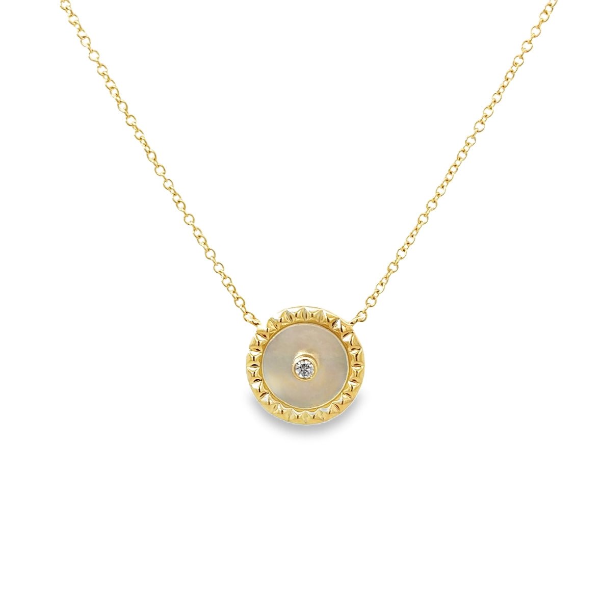 D0.02CT 14KY COIN CENTER DIAMOND NECKLACE MOP0.93CT - C'SANTOS
