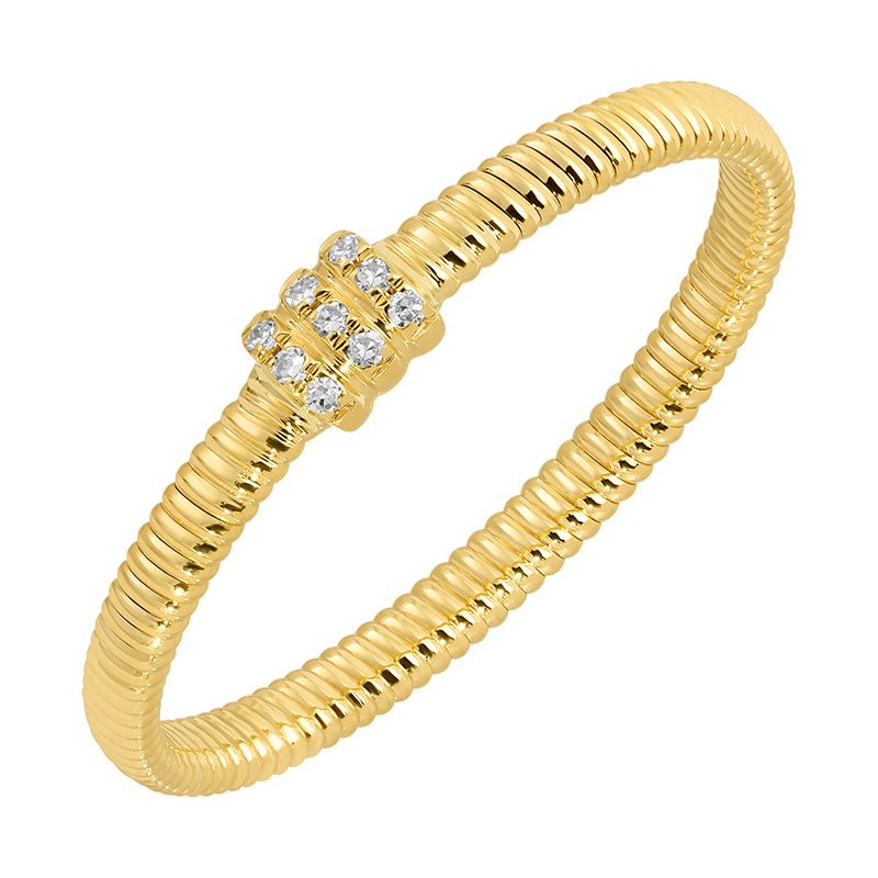 D0.02CT 14KY MINI TRIPLE LINE PAVE TEXTURE RING T6.5 - C'SANTOS
