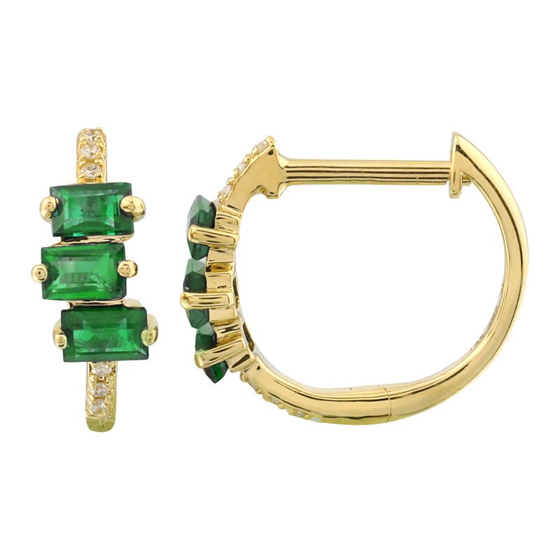 D0.02CT 14KY THREE BAGUETTE HUGGIES EM0.48CT - C'SANTOS