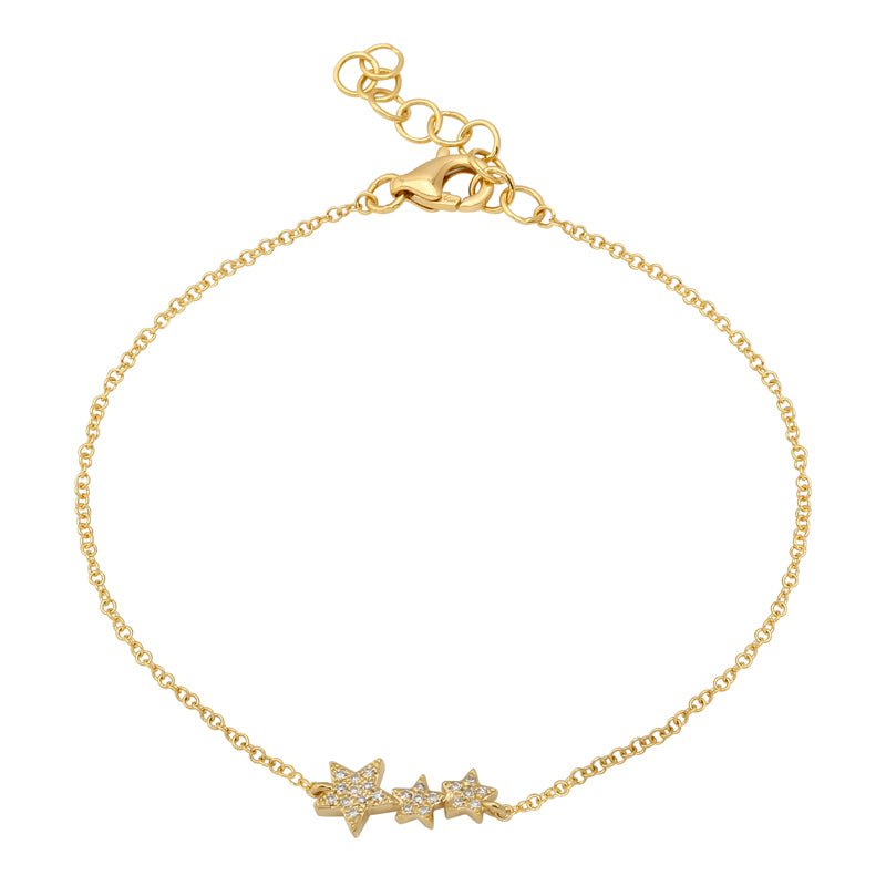 D0.06CT 14KY THREE MINI STAR BRACELET - C'SANTOS