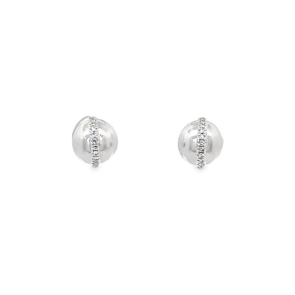 D0.08CT 14KW DOME BAR EARRING - C'SANTOS