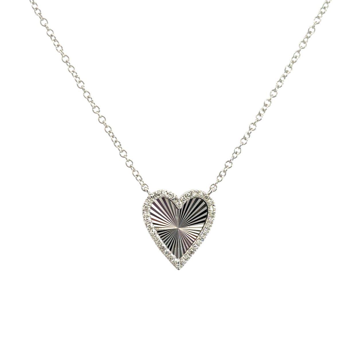 D0.08CT 14KW TEXTURE MEDIUM HEART NECKLACE - C'SANTOS