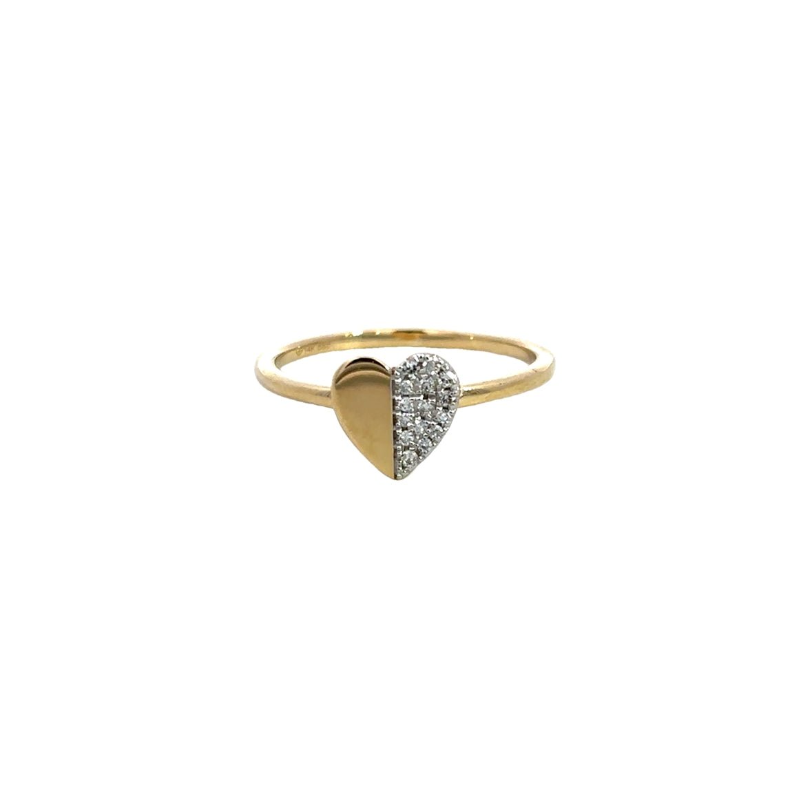 D0.08CT 14KY HEART HALF PAVE SMOOT RING T6.5 - C'SANTOS