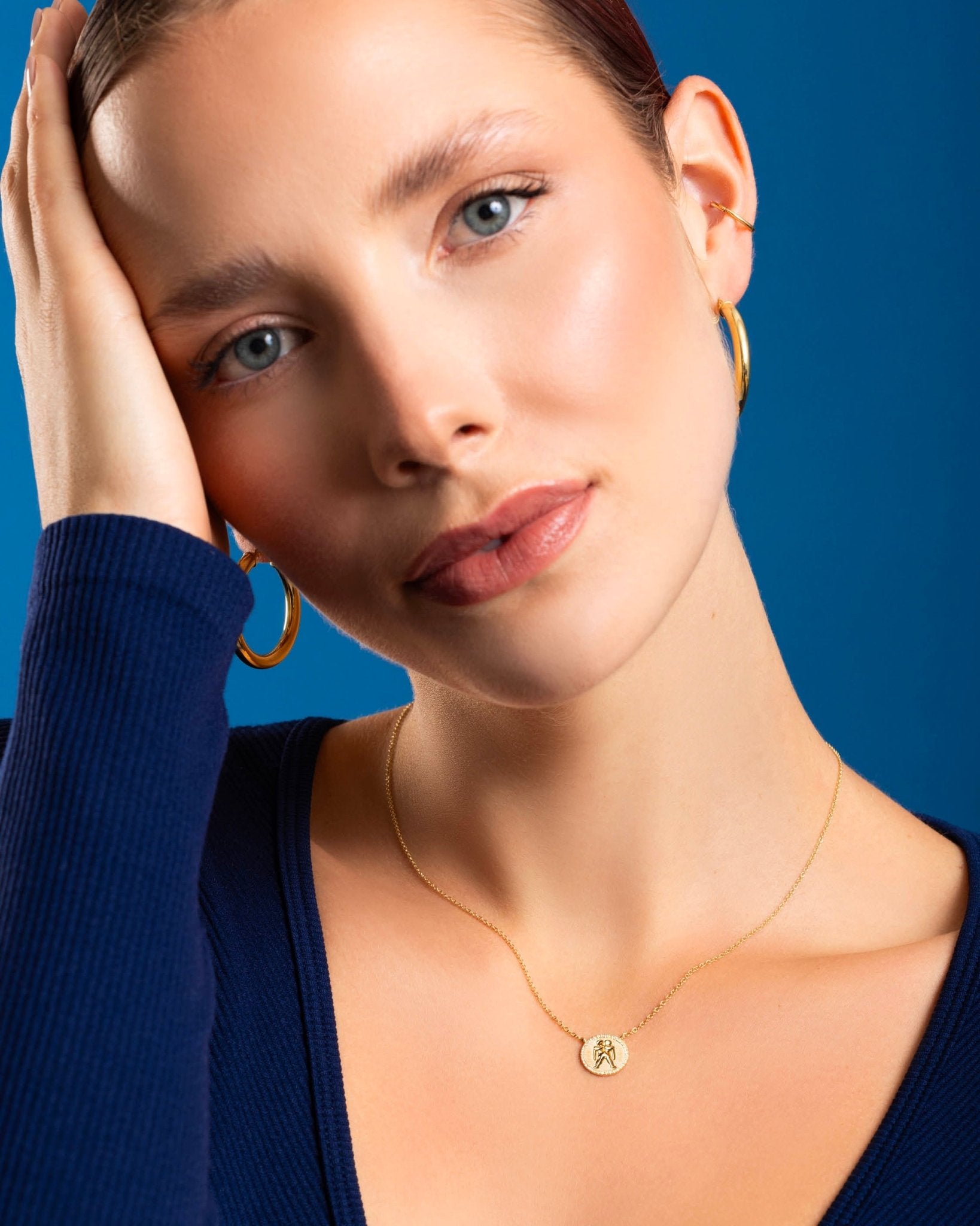 D0.08CT 14KY ZODIAC GEMINI NECKLACE - C'SANTOS
