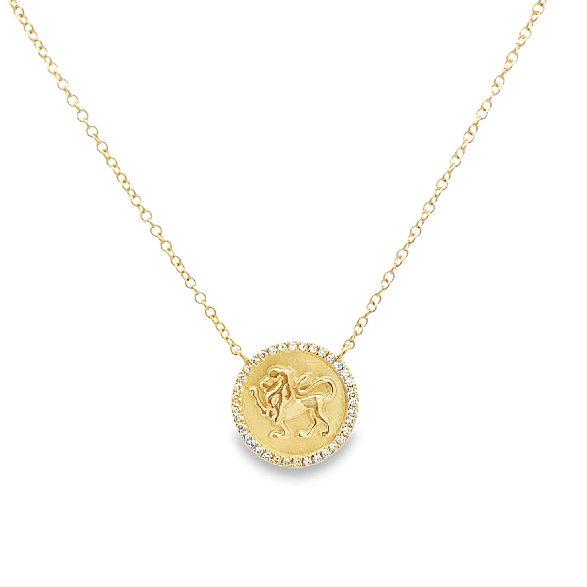 D0.08CT 14KY ZODIAC LEO NECKLACE - C'SANTOS
