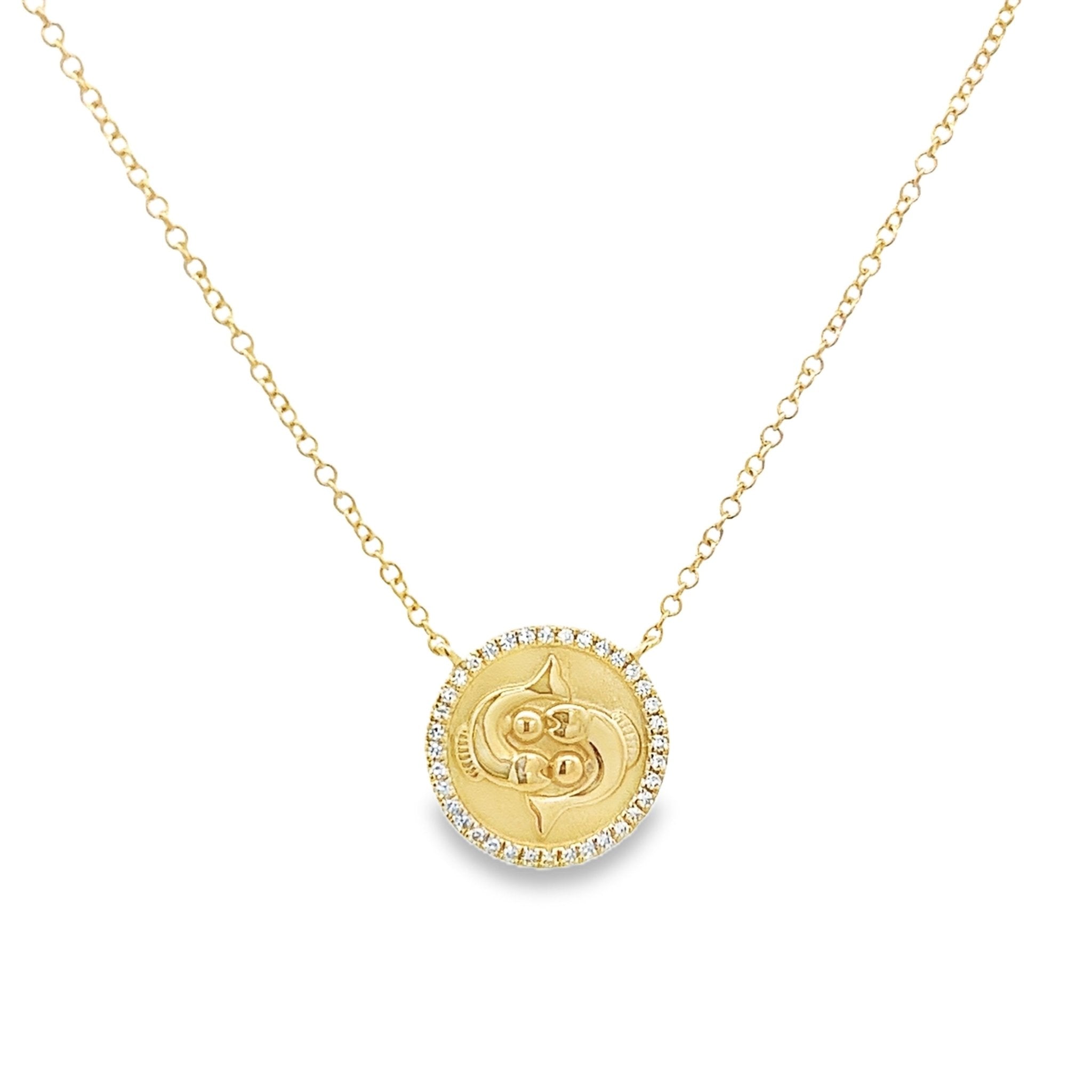 D0.08CT 14KY ZODIAC PISCES NECKLACE - C'SANTOS