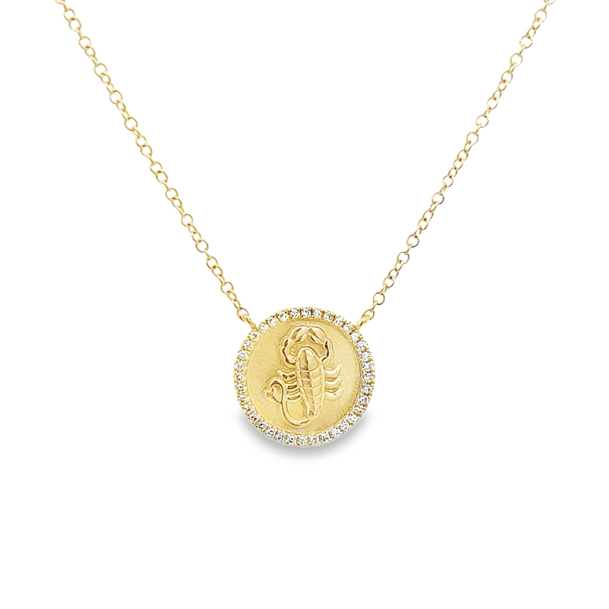 D0.08CT 14KY ZODIAC SCORPIO NECKLACE - C'SANTOS