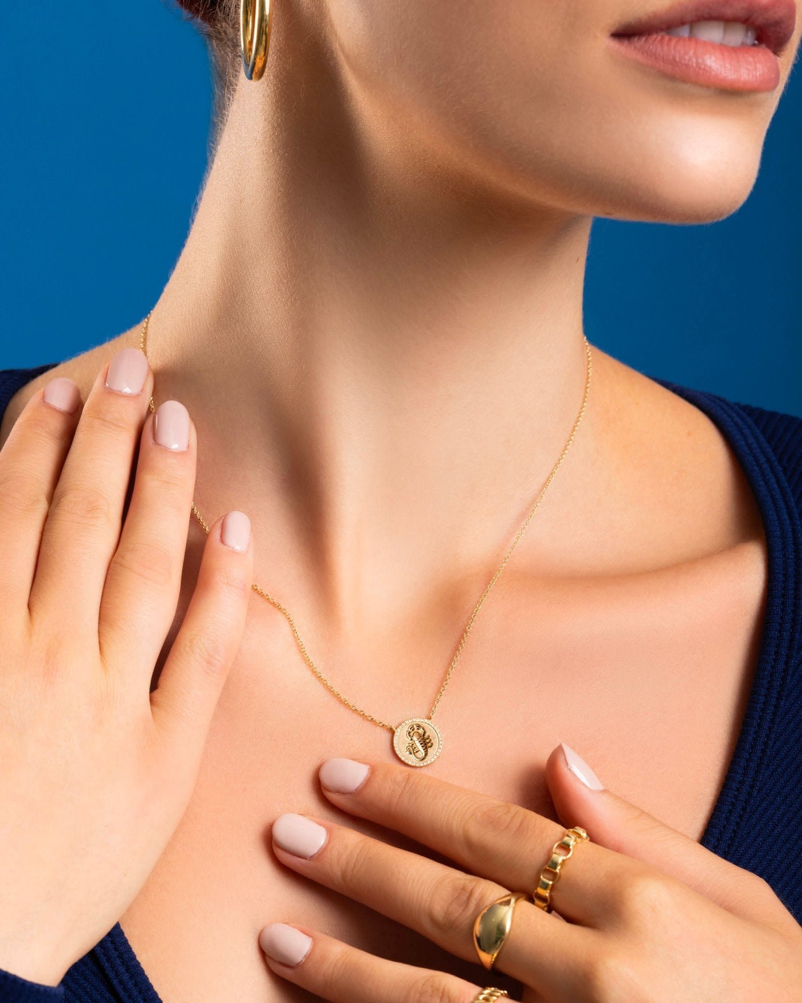 D0.08CT 14KY ZODIAC SCORPIO NECKLACE - C'SANTOS