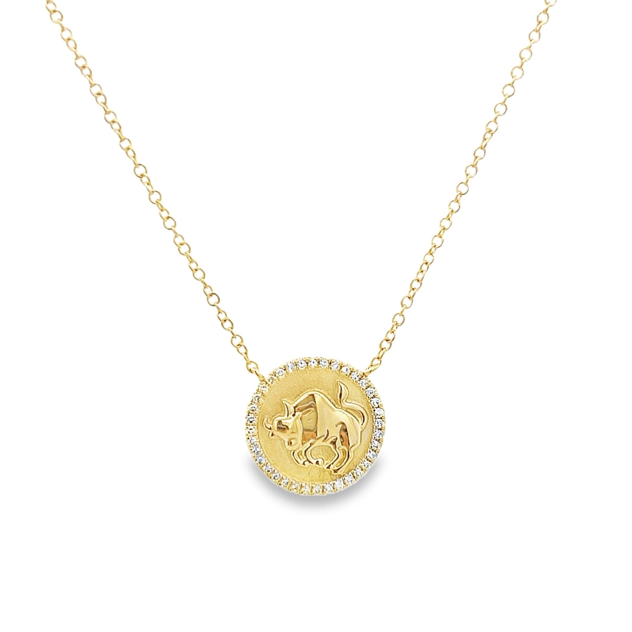 D0.08CT 14KY ZODIAC TAURUS NECKLACE - C'SANTOS