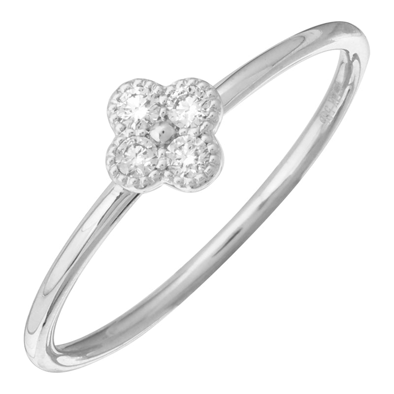 D0.09CT 14KW MINI CLOVER SOLITARY RING T6.5 - C'SANTOS