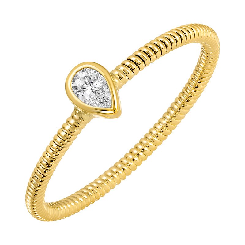 D0.10CT 14KY DROP SOLITARY TEXTURE RING T6.5 - C'SANTOS