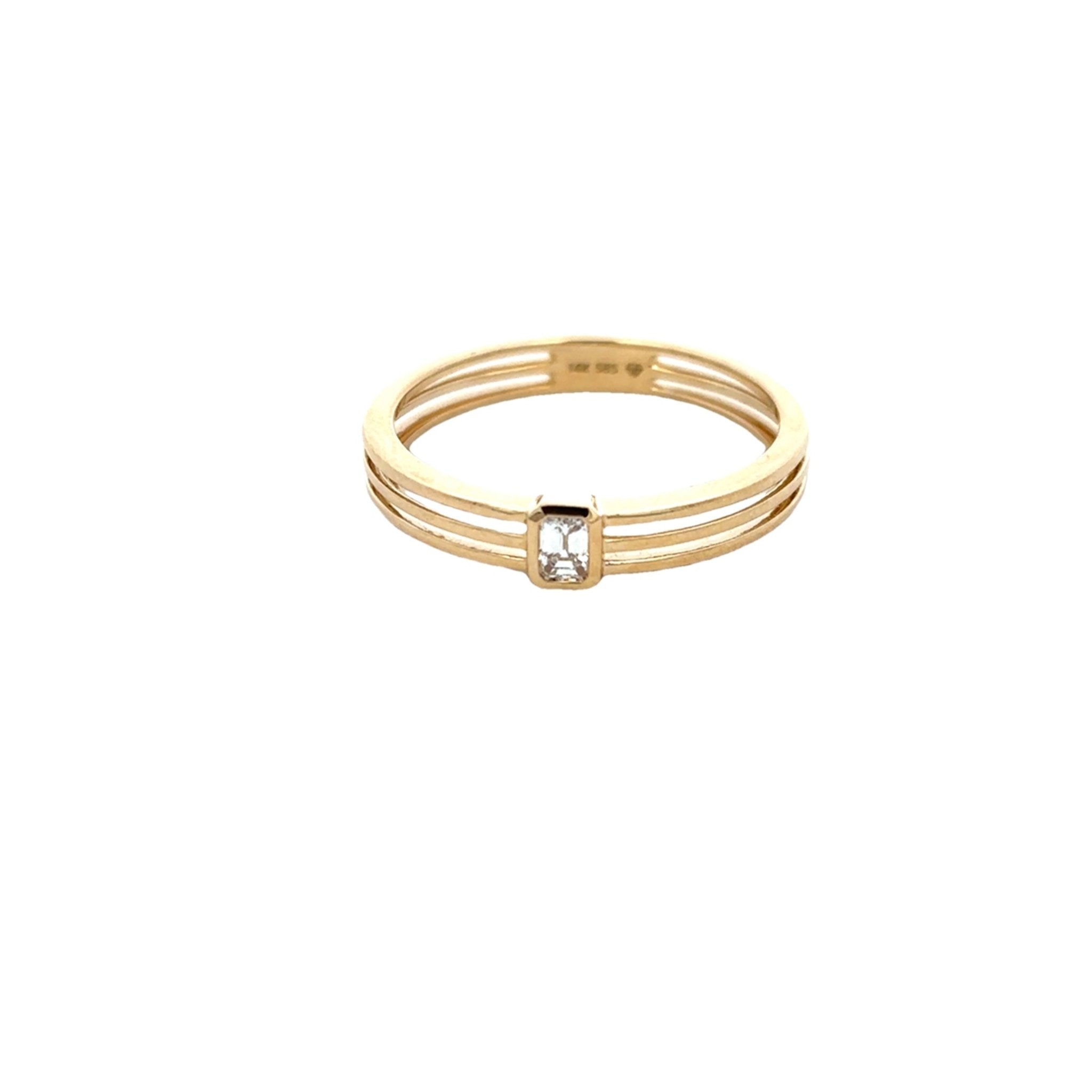 D0.11CT 14KY BAGUETTE TRIPLE ROW RING T6.5 - C'SANTOS