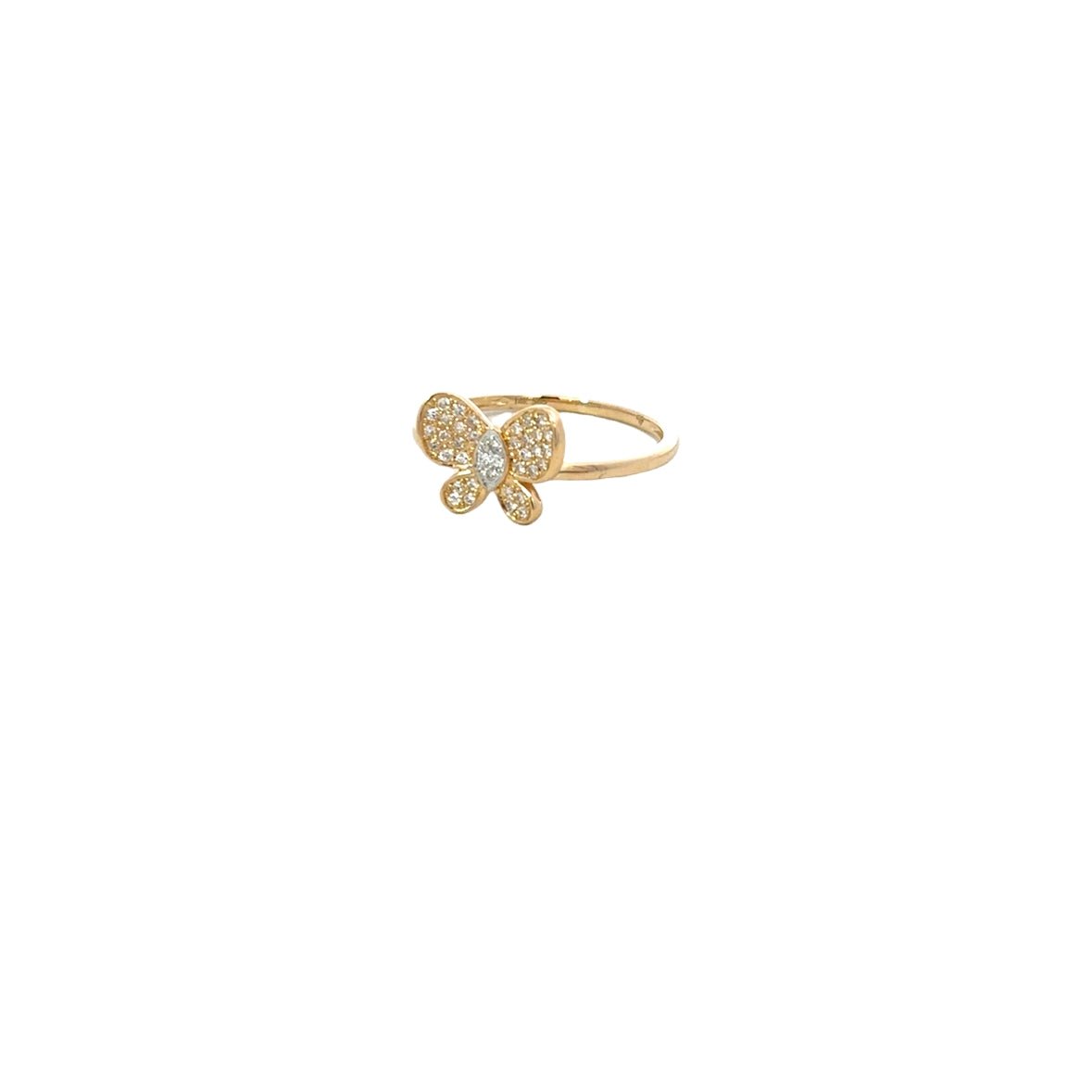 D0.12CT 14KY BUTTERFLY SMALL PAVE RING T6.5 - C'SANTOS