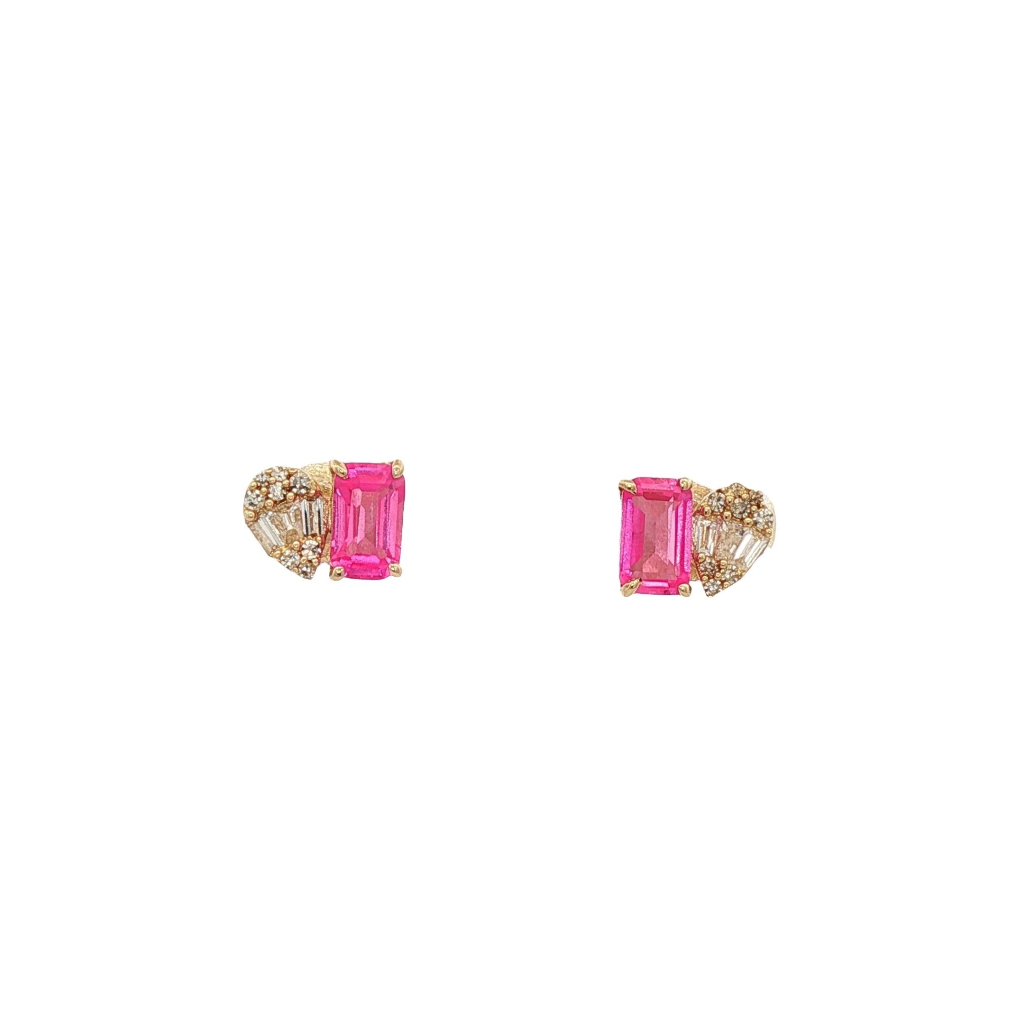D0.12CT 14KY DROP AND BAGUETTE EARRINGS PS0.95CT - C'SANTOS