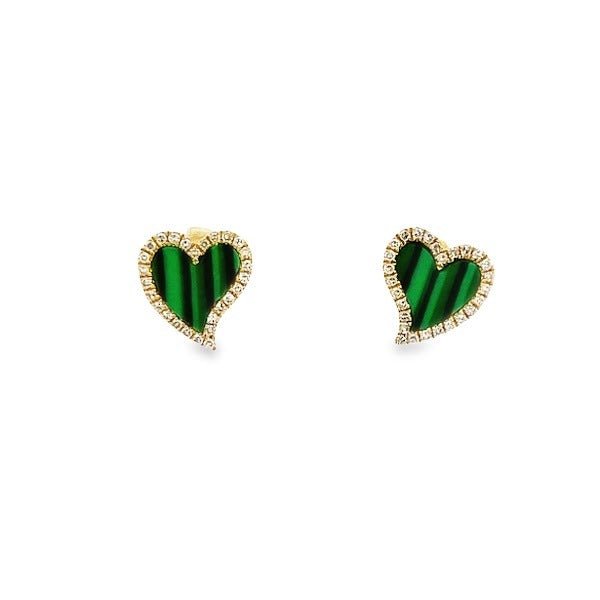 D0.13 14KY MALACHITE DIAMOND EARRING - C'SANTOS