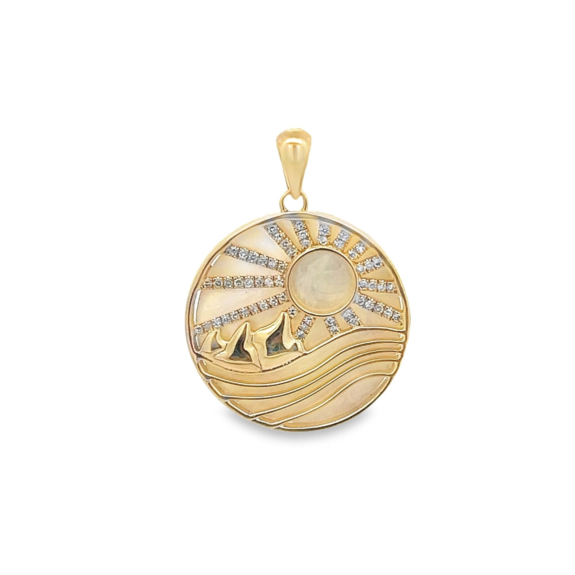 D0.14CT 14KY MOP LANDSCAPE COIN PENDANT MOP5.28CT - C'SANTOS