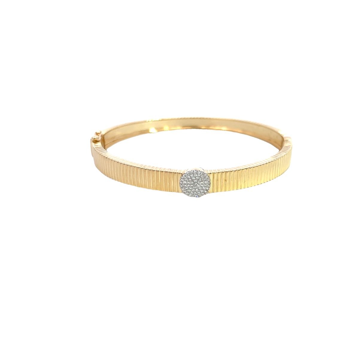 D0.14CT 14KY TEXTURE CENTER CIRCLE PAVE BANGLE - C'SANTOS