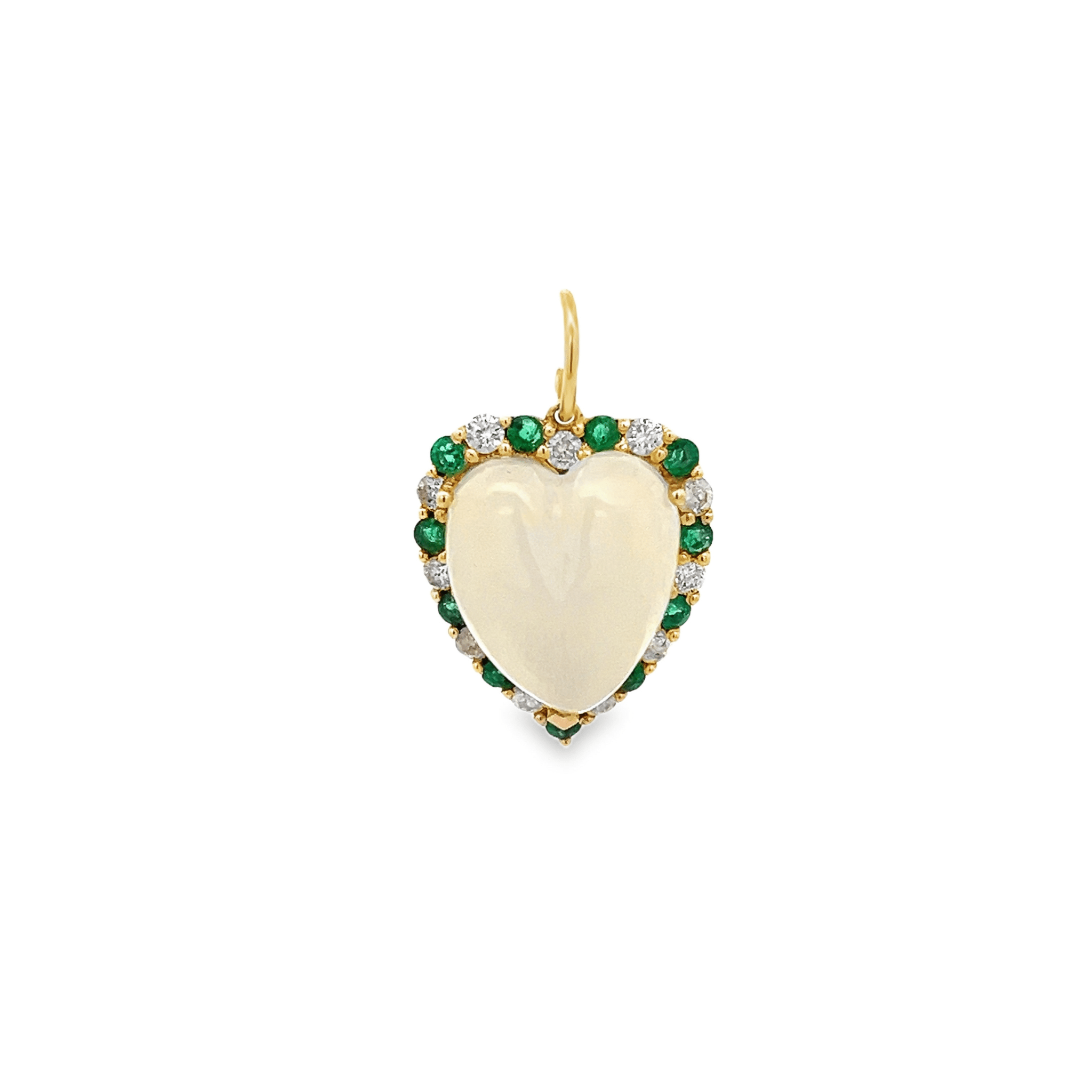 D0.15CT 14KY SMALL PUFFY HEART AROUND PAVE CHARM EM0.25CT - C'SANTOS