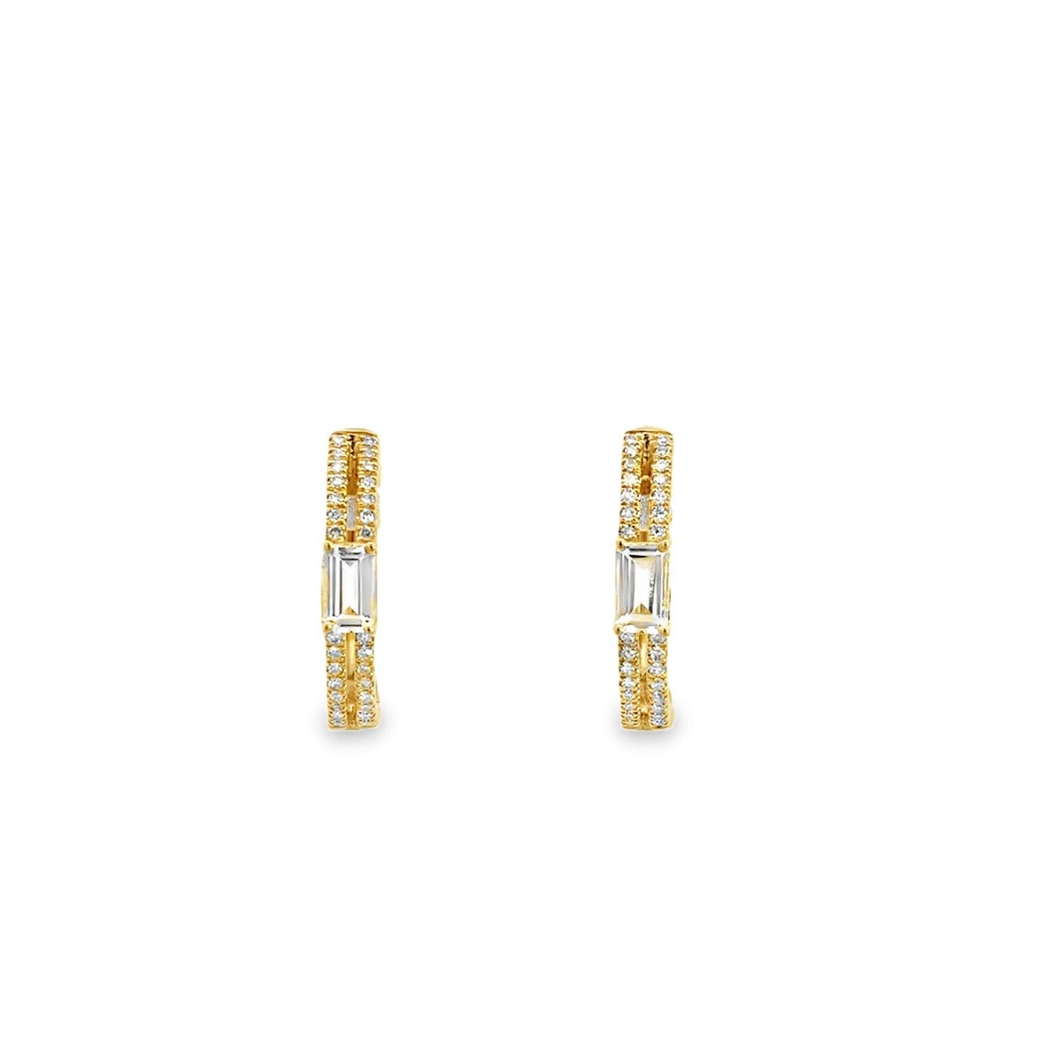 D0.15CT 14KY TWO ROW CENTER BAGUETTE HUGGIES TPZ0.60CT - C'SANTOS