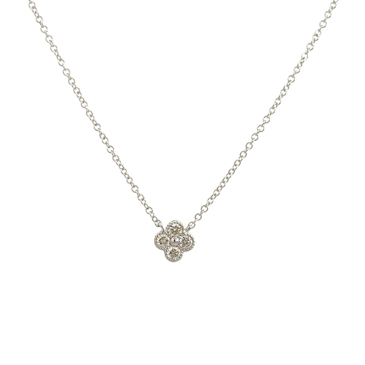 D0.16CT 14KW CLOVER NECKLACE - C'SANTOS
