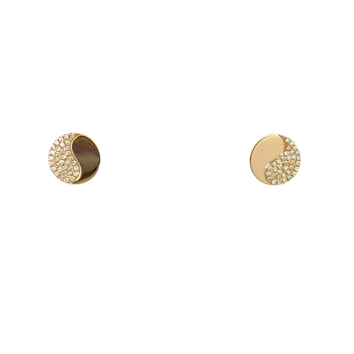 D0.16CT 14KY YIN YANG 9MM EARRINGS - C'SANTOS