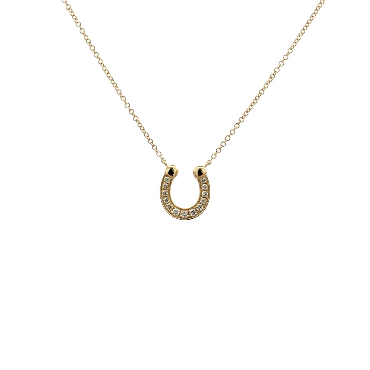 D0.17CT 14KY HORSESHOE MEDIUM NECKLACE - C'SANTOS