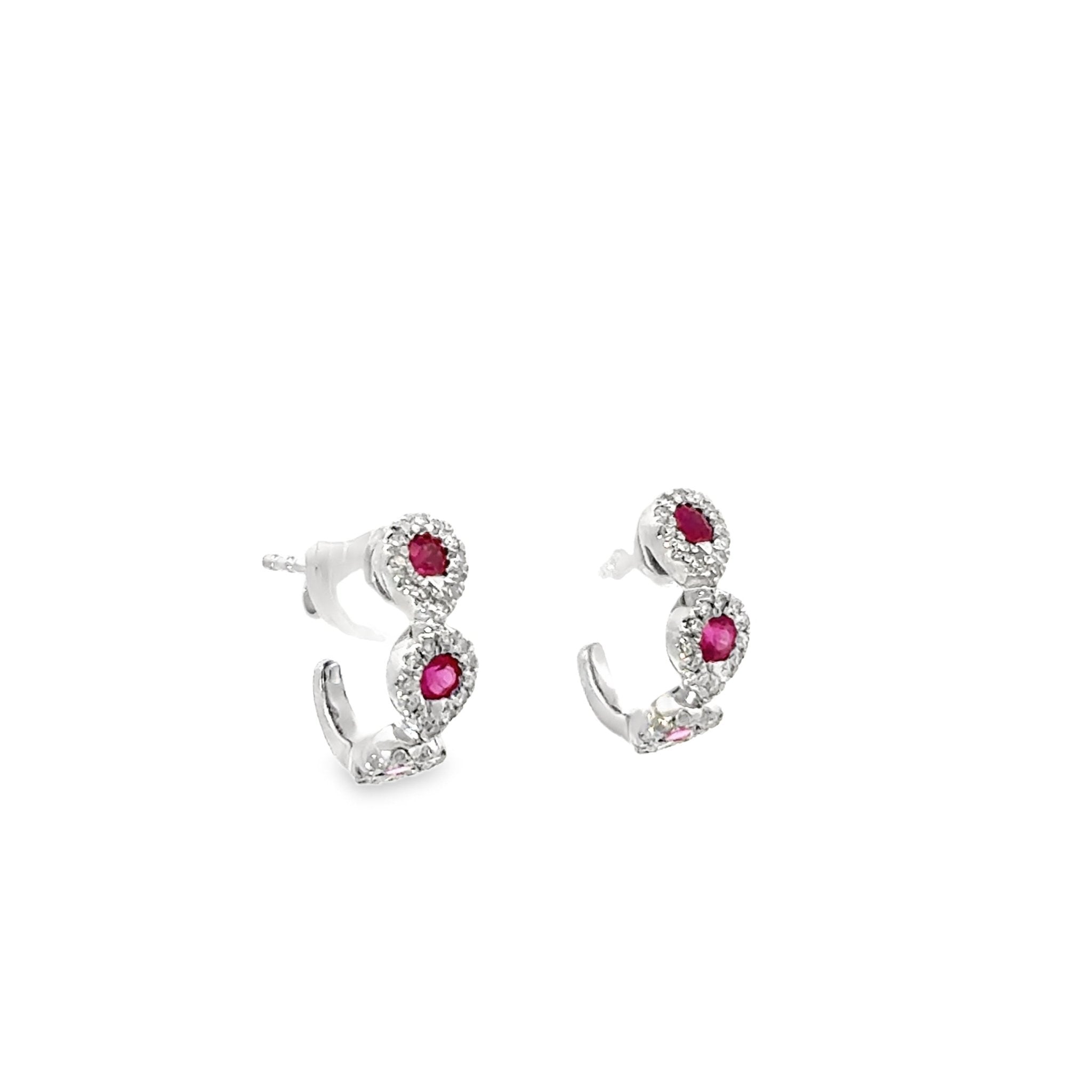 D0.19CT 14KW STATION TRHEE AND RUBY JACK EARRINGS RU0.48CT - C'SANTOS