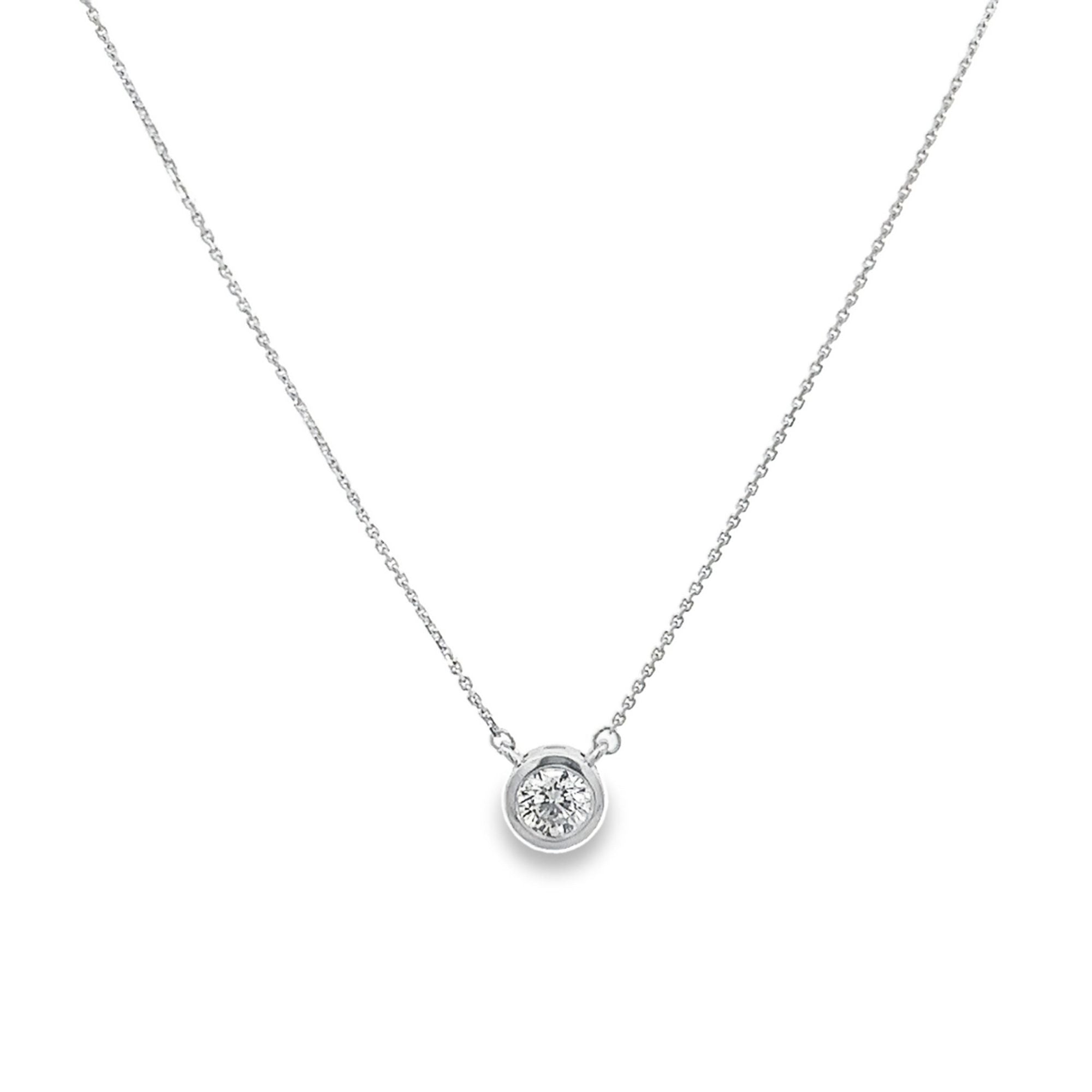 D0.20CT 14KW BEZEL SETTING ROUND DIAMOND NECKLACE - C'SANTOS