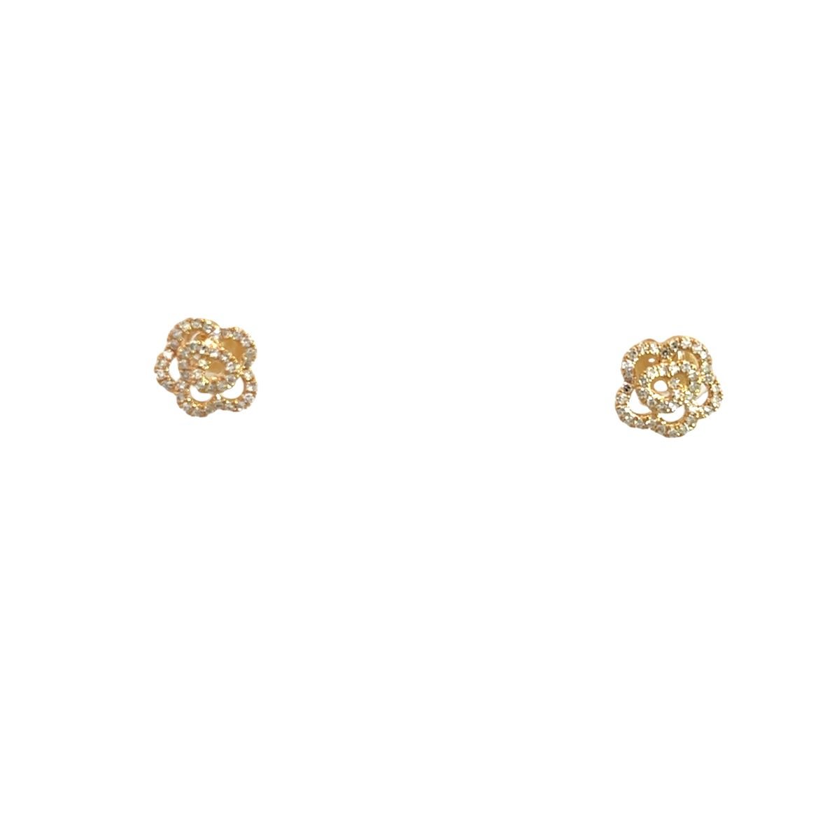 D0.21CT 14KY OUTLINE MINI FLOWER EARRINGS - C'SANTOS