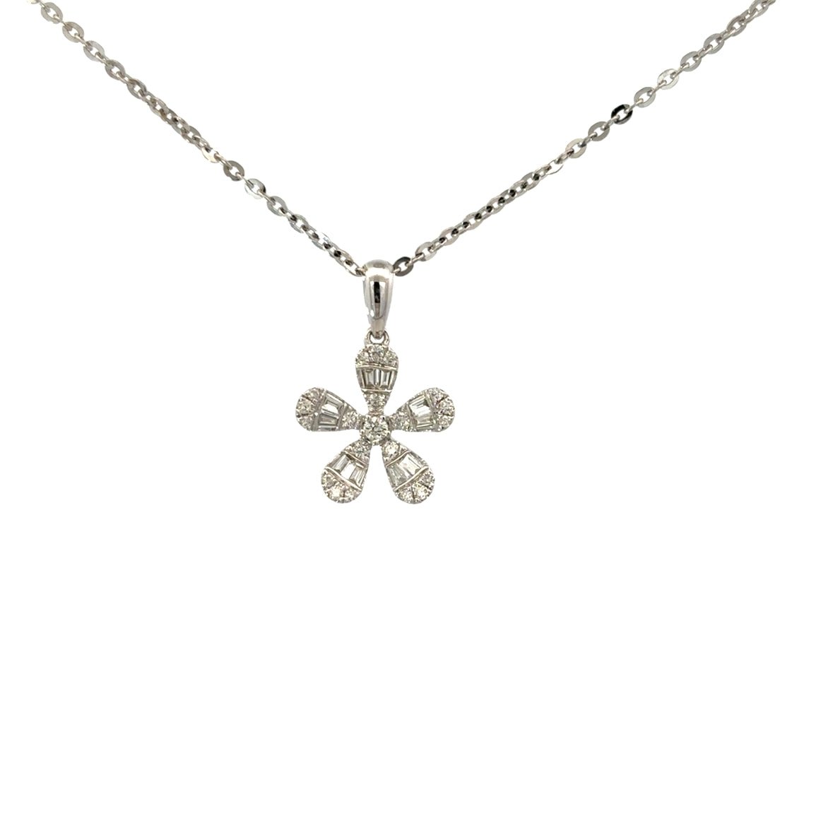 D0.24CT 14KW FLOWER 5 PETALS NECKLACE - C'SANTOS