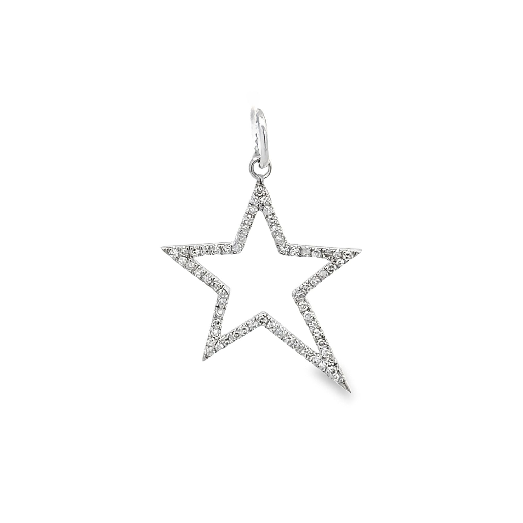 D0.26CT 14KW STAR OUTLINE PAVE PENDANT - C'SANTOS
