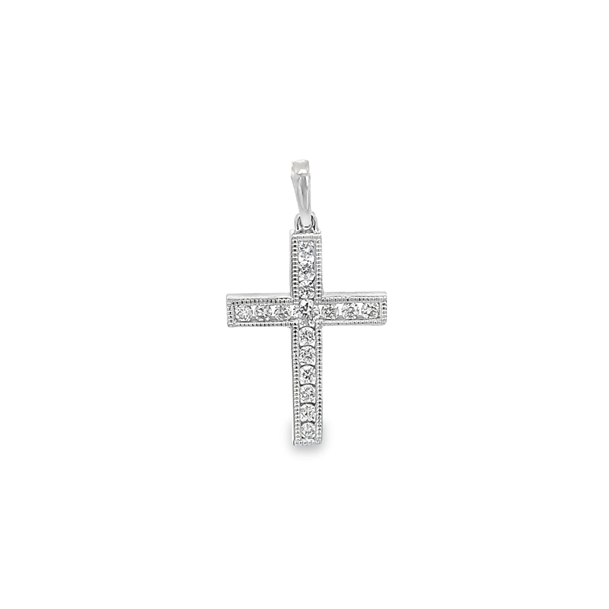 D0.28CT 14KW SMALL CROSS PENDANT - C'SANTOS