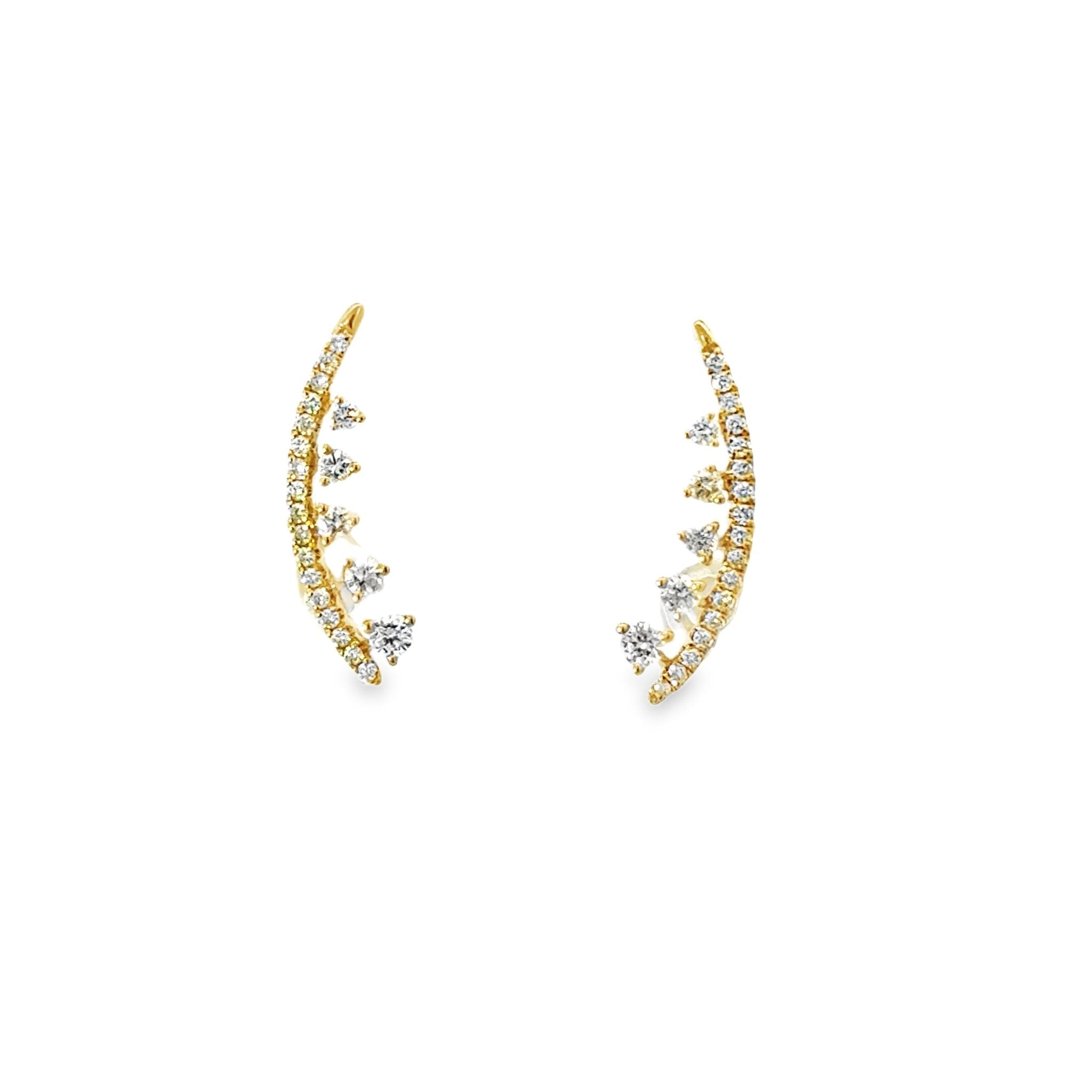 D0.29CT 14KY CURV TWO LINE EARRINGS - C'SANTOS