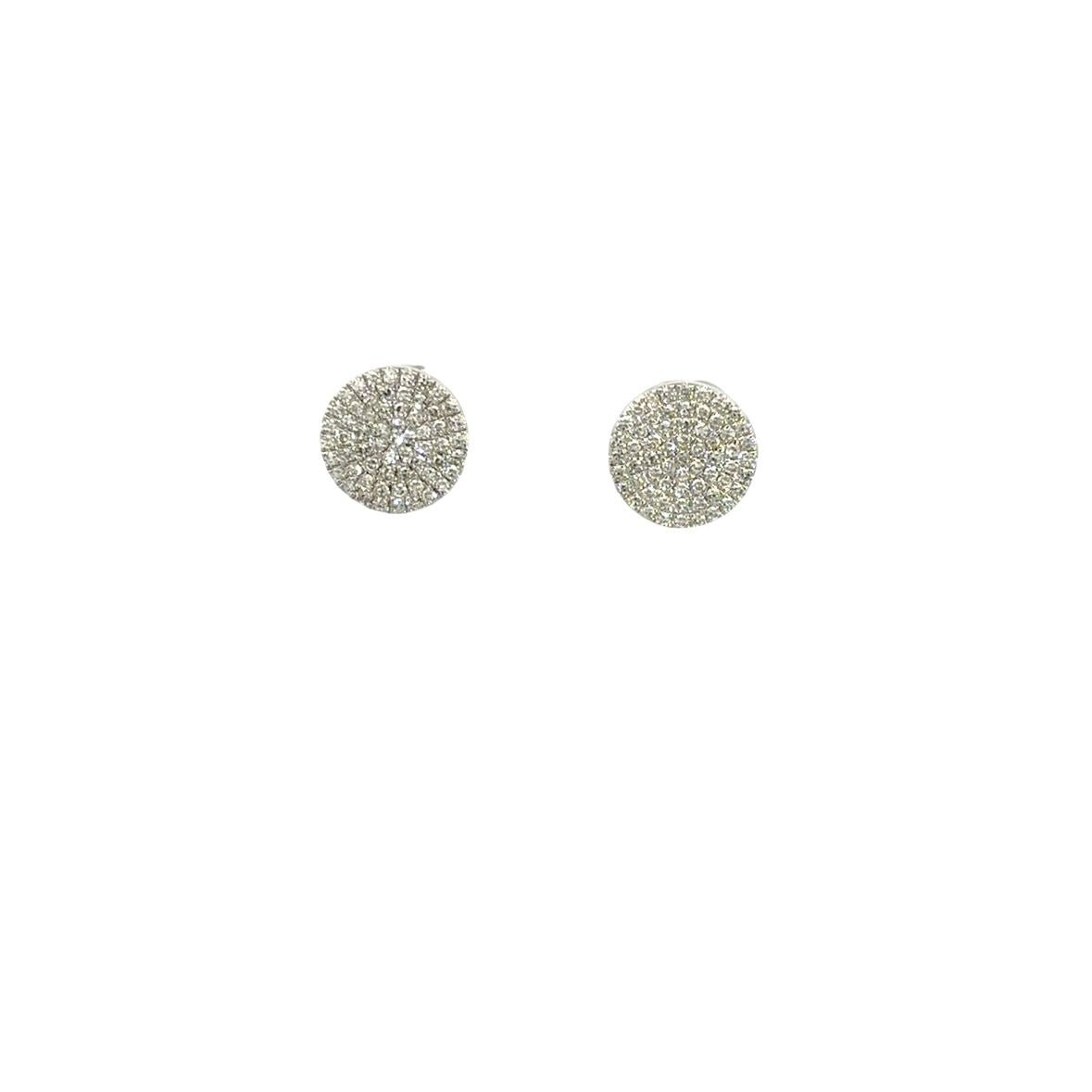 D0.32CT 14KW CIRCLE PAVE STUD 9MM EARRINGS - C'SANTOS
